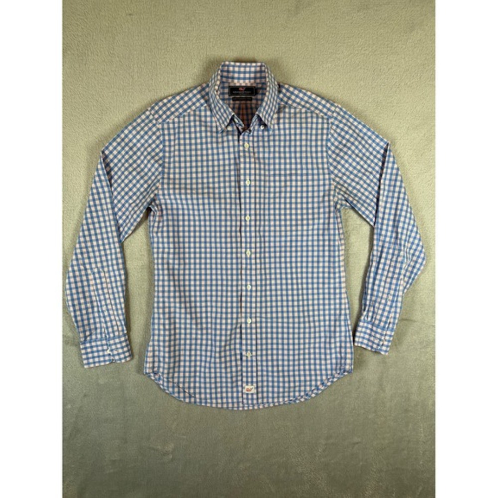 Vineyard‎ Vines Men's Slim Fit Murray Shirt Blue Pink Gingham Check Cotton Small